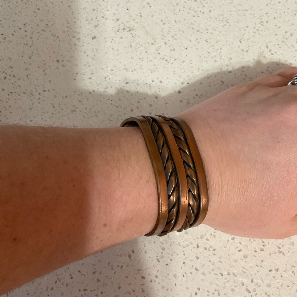 Copper Tone Braided Cuff Bracelet